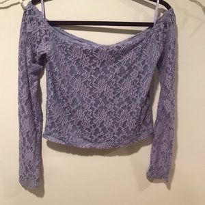 Lavender Laced Off the Shoulder Crop Top